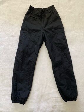 Dulon Ski Snow Pants Women M Black Nylon Winter Outerwear Outdoor Elastic Ankles